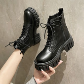 Ženske casual čizme s vezicama i patentnim zatvaračem