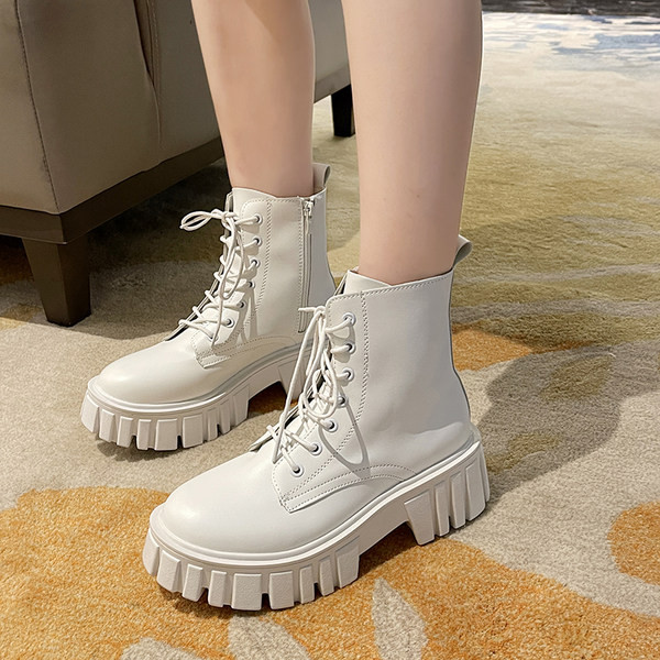 Ženske casual čizme s vezicama i patentnim zatvaračem