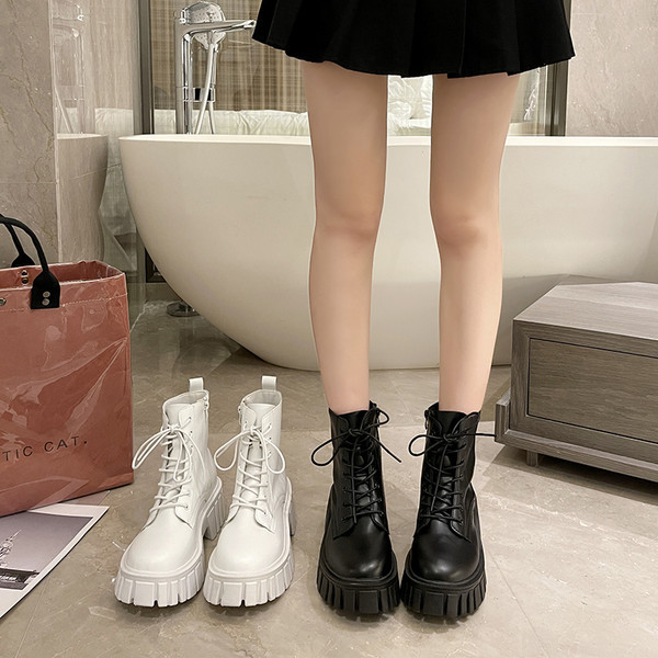 Ženske casual čizme s vezicama i patentnim zatvaračem