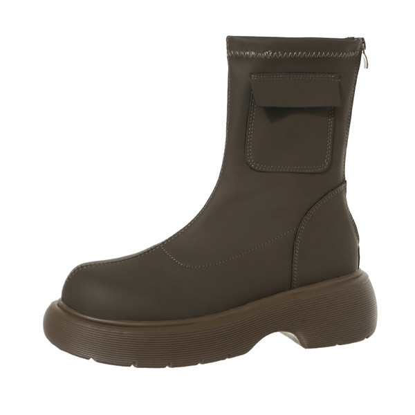 Naiste kaasaegsed saapad puhas ümar mudel