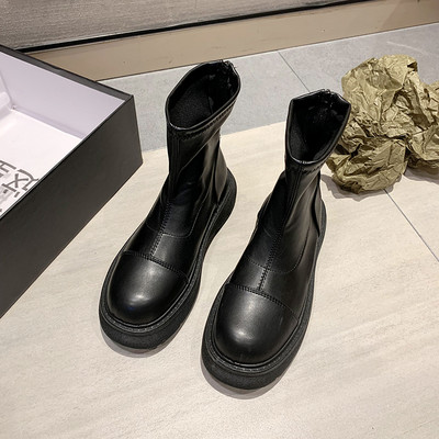 Naiste vabaaja saapad kunstnahast paksu tallaga