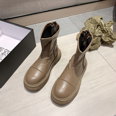 Naiste vabaaja saapad kunstnahast paksu tallaga