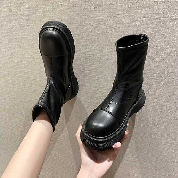 Naiste vabaaja saapad kunstnahast paksu tallaga