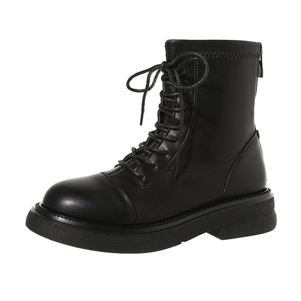 Ležerne ženske čizme s ravnim potplatom i vezicama