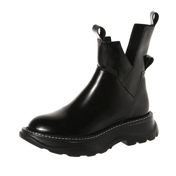 Moteriški modernūs batai iš eko odos apvalaus modelio