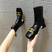 Stiilsed pandla ja paksu kontsaga ökonahast saapad