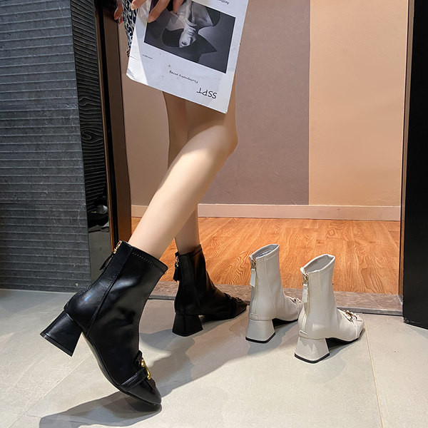 Stiilsed pandla ja paksu kontsaga ökonahast saapad