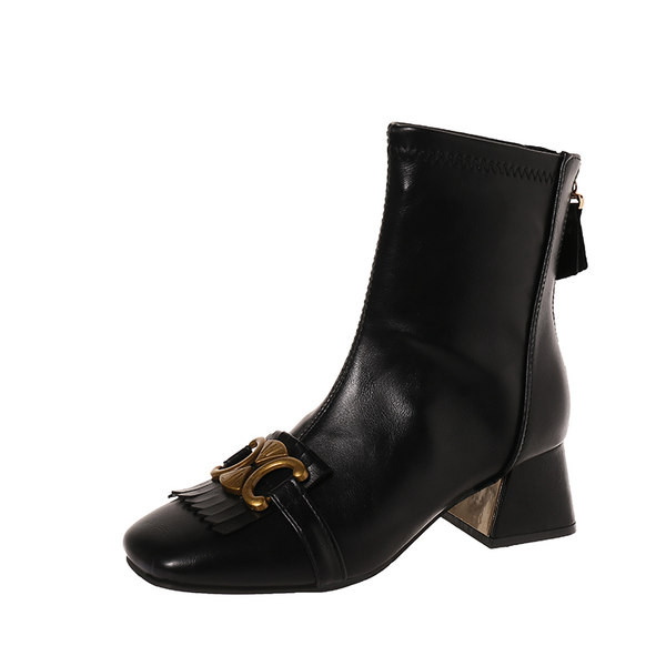 Stiilsed pandla ja paksu kontsaga ökonahast saapad