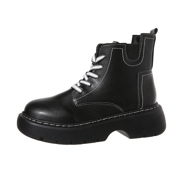 Ležerne ženske čizme od eko kože sa vezicama i ravnim potplatom