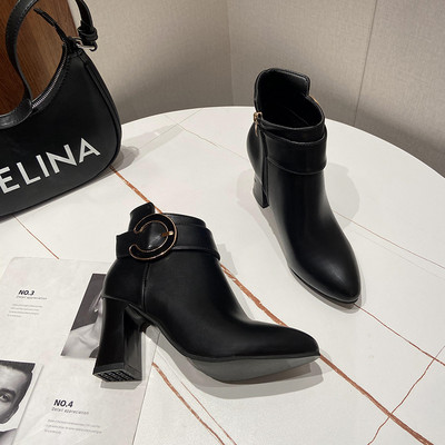 Praegused pandla ja kontsaga ökonahast saapad naistele