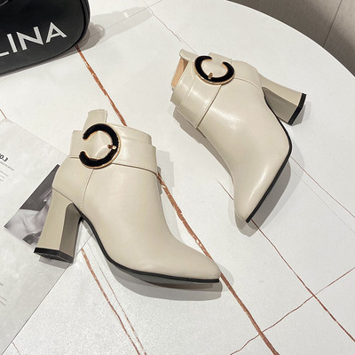 Praegused pandla ja kontsaga ökonahast saapad naistele