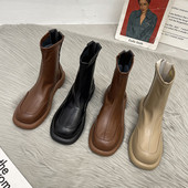 Ležerne ženske okrugle čizme od eko kože