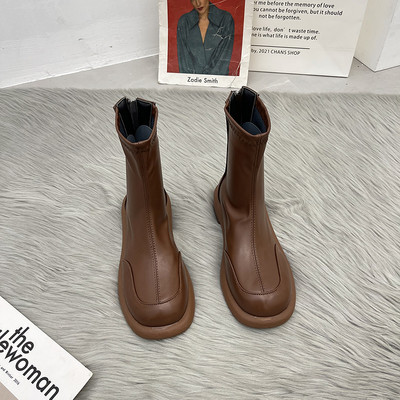 Ležerne ženske okrugle čizme od eko kože