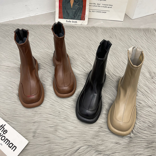 Ležerne ženske okrugle čizme od eko kože