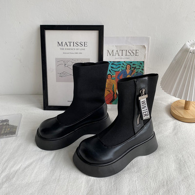 Ženske moderne čizme s patentnim zatvaračem i potplatom 5 cm