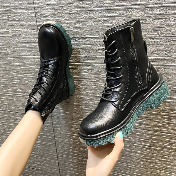 Cizme de iarna din piele cu sireturi