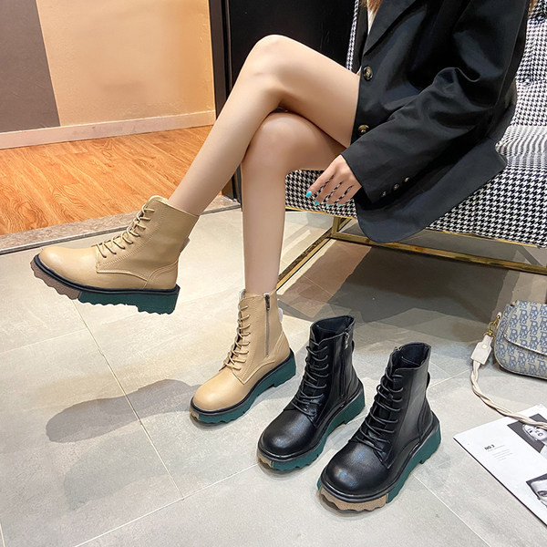 Cizme de iarna din piele cu sireturi