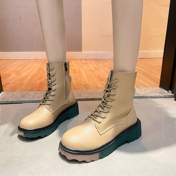 Cizme de iarna din piele cu sireturi