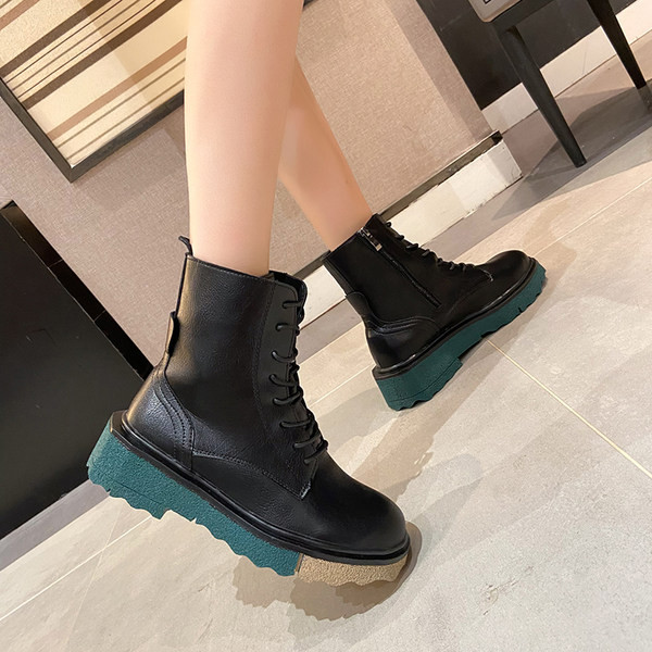 Cizme de iarna din piele cu sireturi