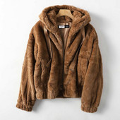 Ženska kratka jakna s patentnim zatvaračem i kapuljačom