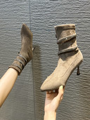 Elegantne ženske čizme sa tankom petom i ukrasnim kamenčićima