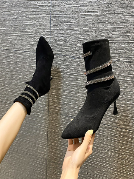 Elegantiški moteriški batai plonais kulnais ir dekoratyviniais akmenėliais