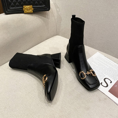 Moderne ženske čizme s petom od 5 cm i kopčom