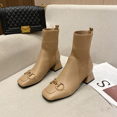 Moderne ženske čizme s petom od 5 cm i kopčom