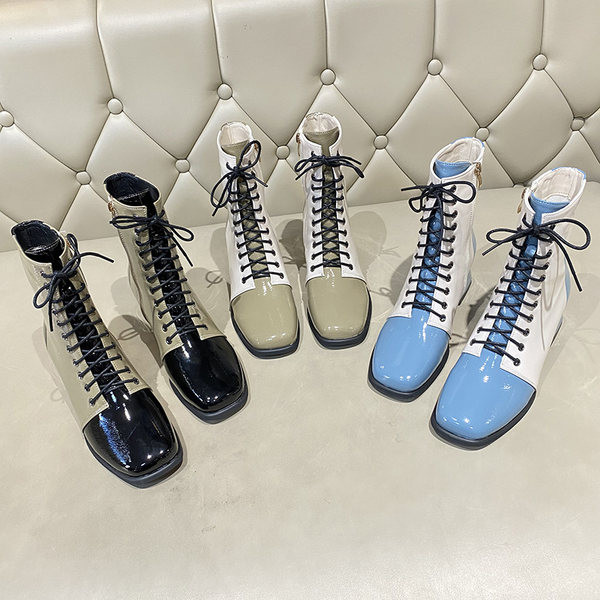 Moderne ženske čizme s vezicama i patentnim zatvaračem na peti