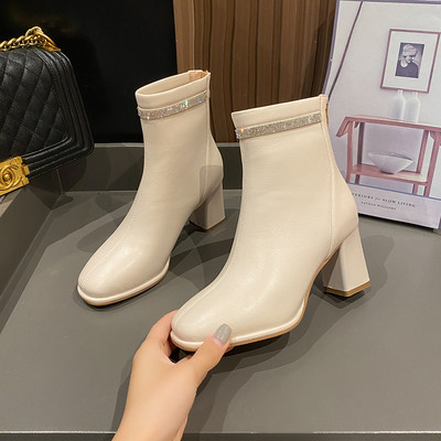 Cizme de dama stilate din piele ecologica cu pietre decorative