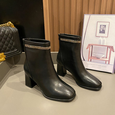 Cizme de dama stilate din piele ecologica cu pietre decorative