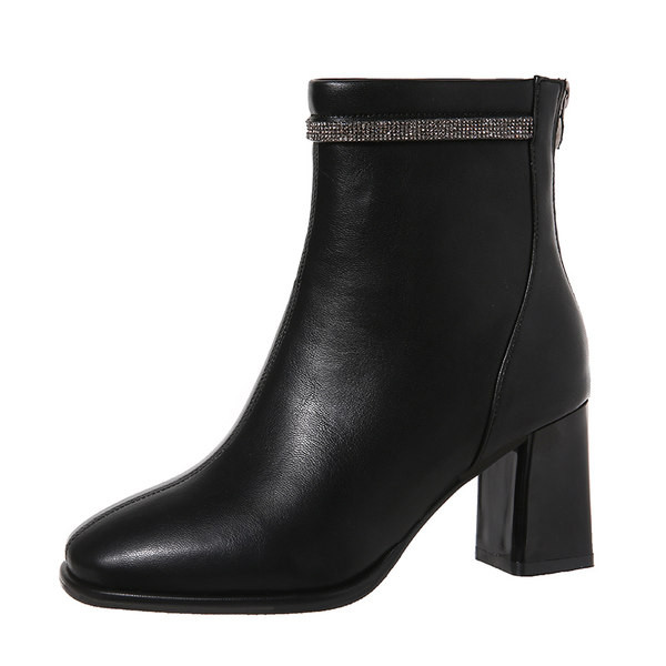 Cizme de dama stilate din piele ecologica cu pietre decorative