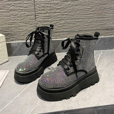 Modern csizma öko velúrból, díszkövekkel