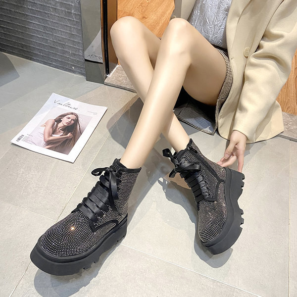 Modern csizma öko velúrból, díszkövekkel