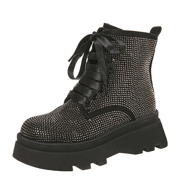 Modern csizma öko velúrból, díszkövekkel