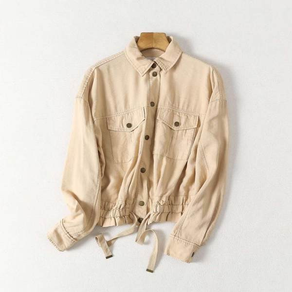 Lühike kevad-sügisjope vöökohal sidemetega