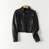 Geaca scurta de toamna din piele ecologica model uni