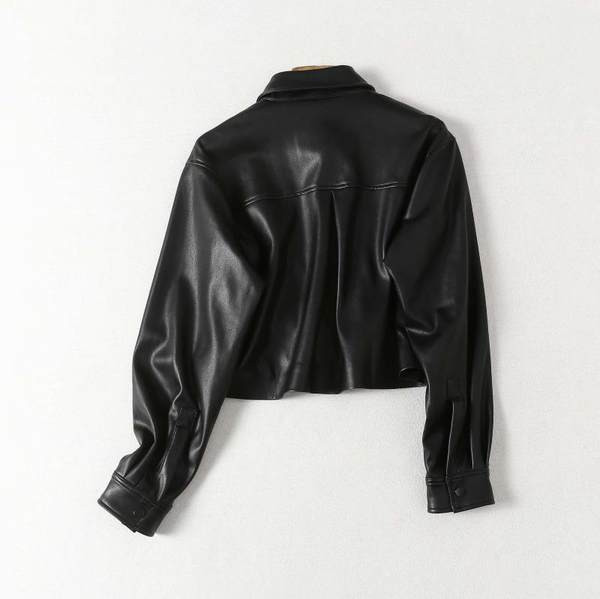 Geaca scurta de toamna din piele ecologica model uni