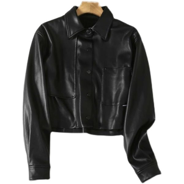 Geaca scurta de toamna din piele ecologica model uni