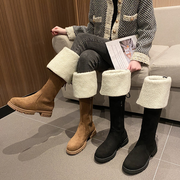 Női csizma öko velúrból, meleg talppal