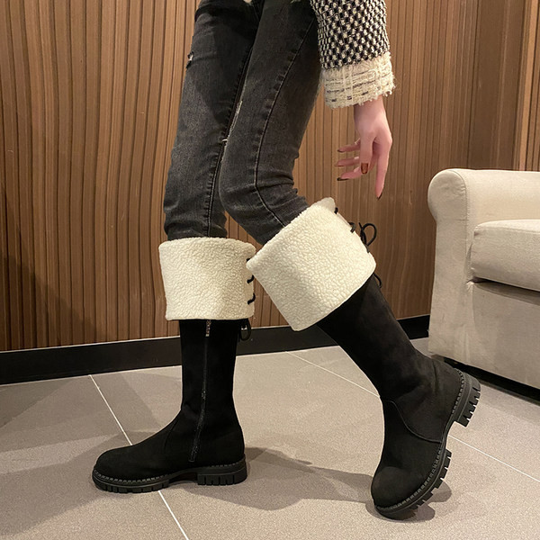 Női csizma öko velúrból, meleg talppal