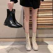 Női alkalmi csizma alacsony szögletes sarokkal - eko bőr