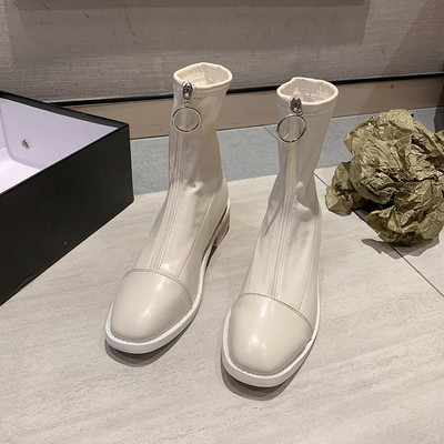 Női alkalmi csizma alacsony szögletes sarokkal - eko bőr