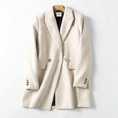 Naiste pikk mantel kaherealise kinnitusega