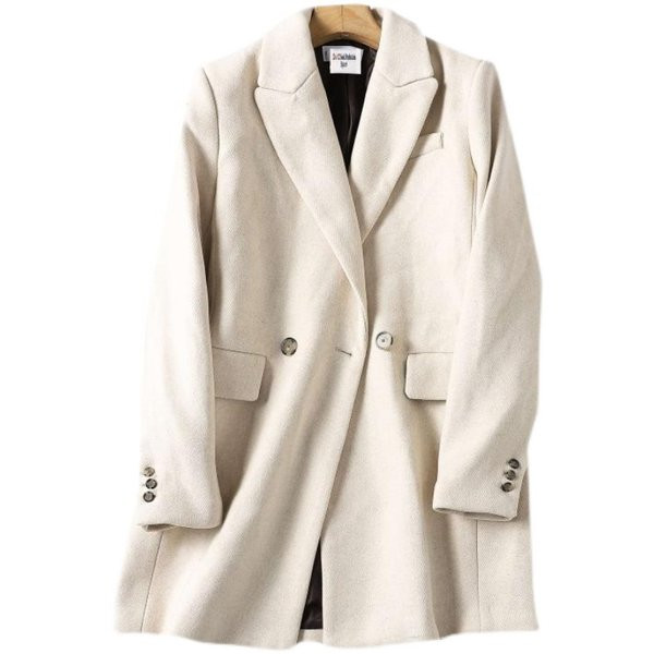 Naiste pikk mantel kaherealise kinnitusega