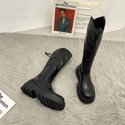 Cizme casual din imitatie de piele in trei culori pentru femei