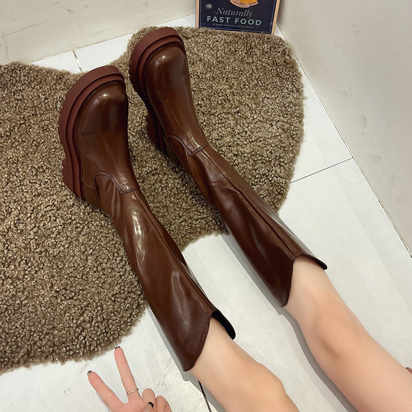 Cizme casual din imitatie de piele in trei culori pentru femei