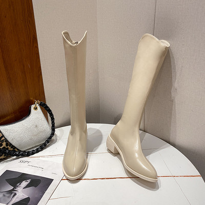 Casual ženske čizme od umjetne kože s ravnim potplatom