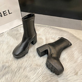 Moderne čizme od eko kože na petu 8 cm