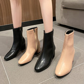 Elegantne čizme od eko kože s patentnim zatvaračem i petom od 5,5 cm